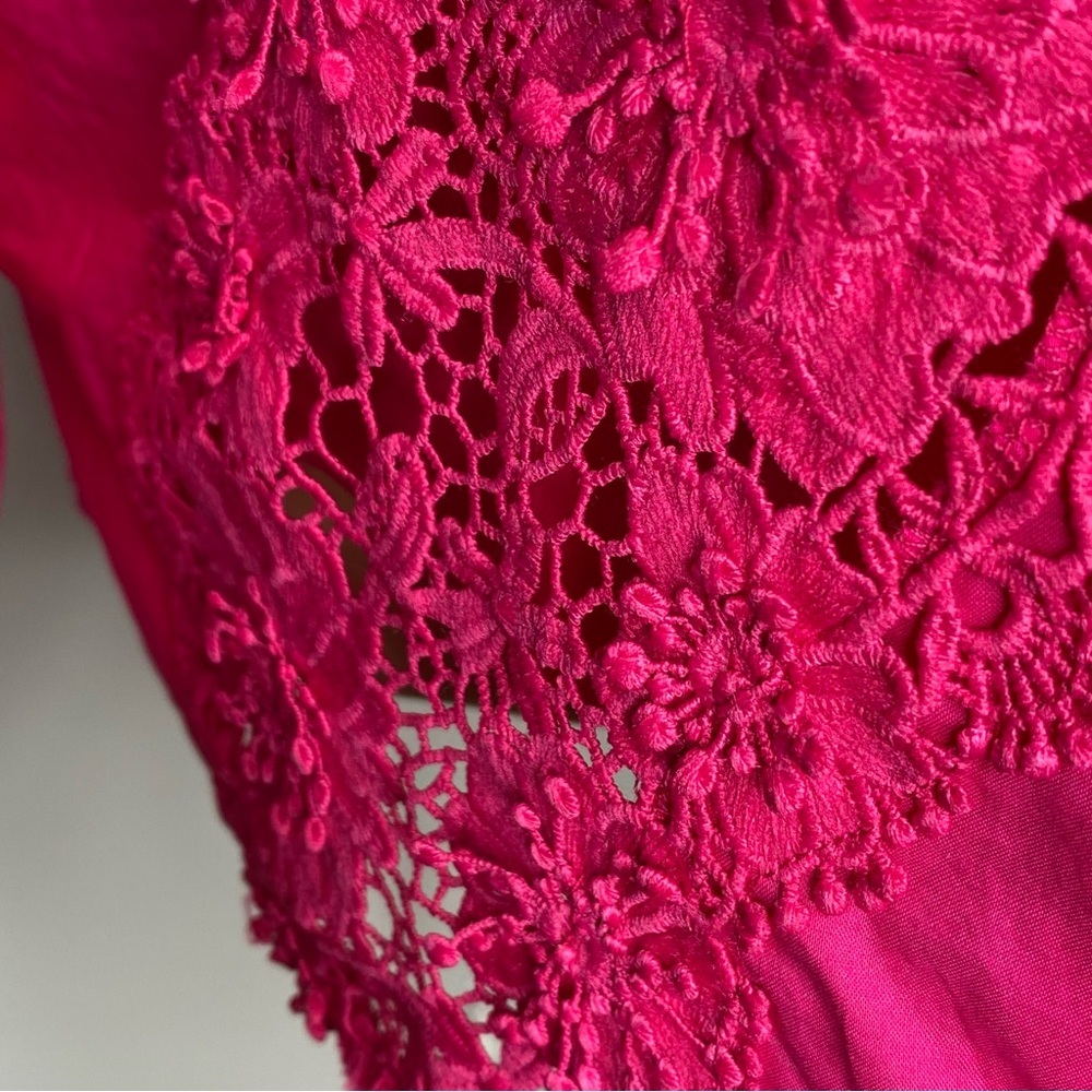 Boston Proper Pink Lace Inset Button Up Blouse - Picture 7 of 15